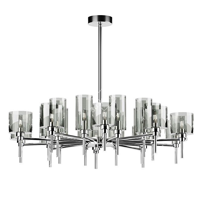 Elegant Metal Chandelier Glass Shades 3D model image 1