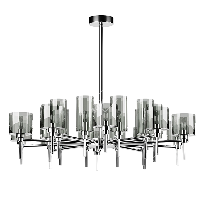 Elegant Metal Chandelier Glass Shades 3D model image 2