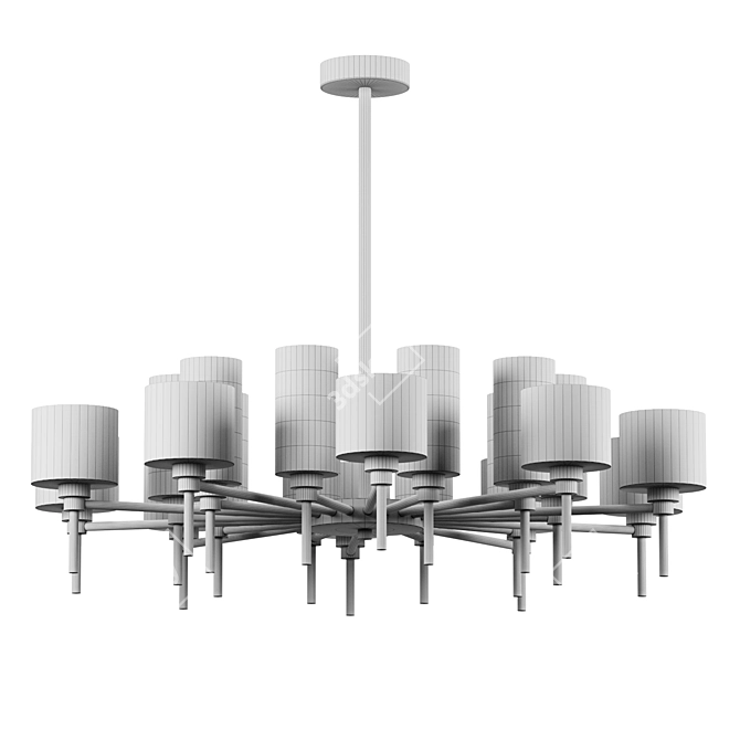 Elegant Metal Chandelier Glass Shades 3D model image 3