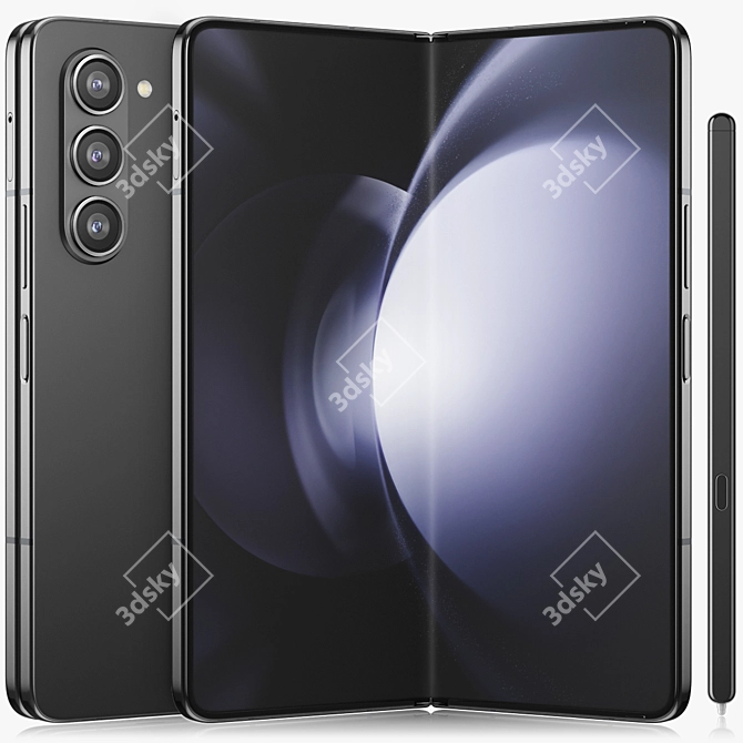 Fold 5 Black Phone Model 3D model image 1