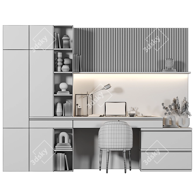 Sleek Wood Home Office Set 3D model image 4