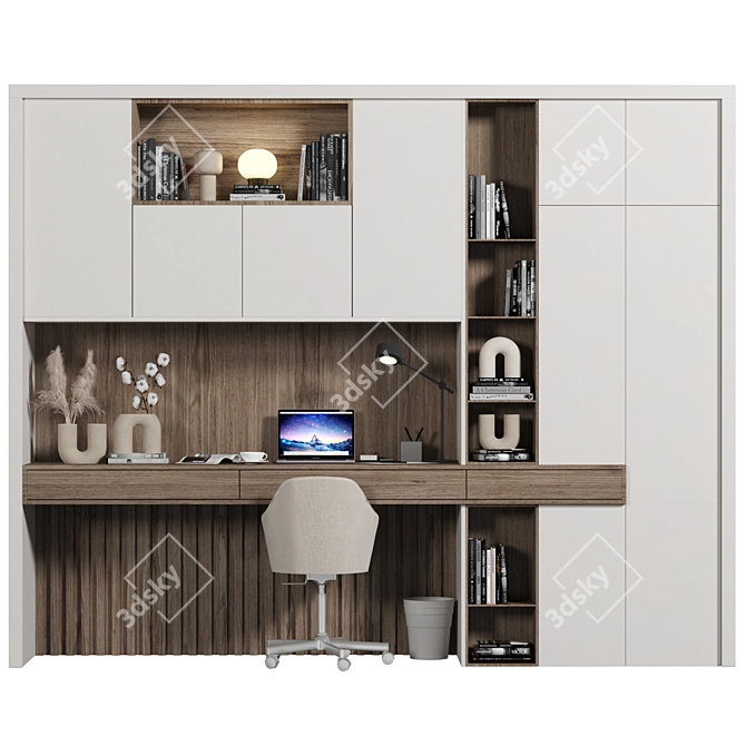 Elegant Wood Home Office Furniture 3D model image 1