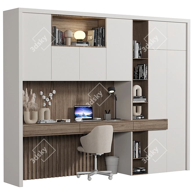 Elegant Wood Home Office Furniture 3D model image 2