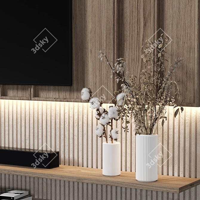  Modular Wood 4K TV Wall 3D model image 3