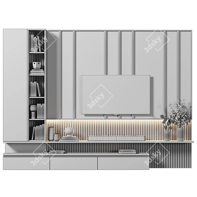  Modular Wood 4K TV Wall 3D model image 4