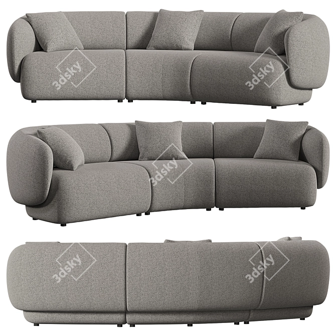 Luxurious Modular Auburn Performance Sofa 3D model image 1