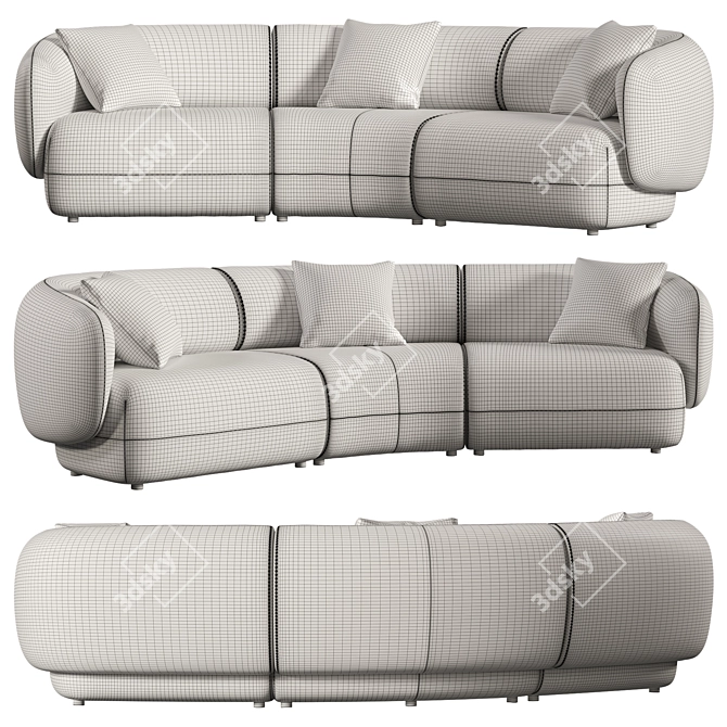 Luxurious Modular Auburn Performance Sofa 3D model image 2