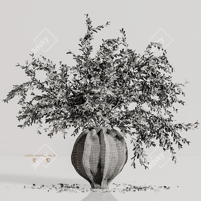 Elegant Plants Bouquet Vase 37 3D model image 7