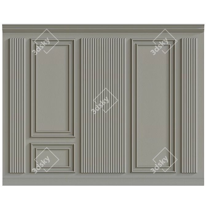 Decorative Stucco with Molding - Set of Two Panels 3D model image 2