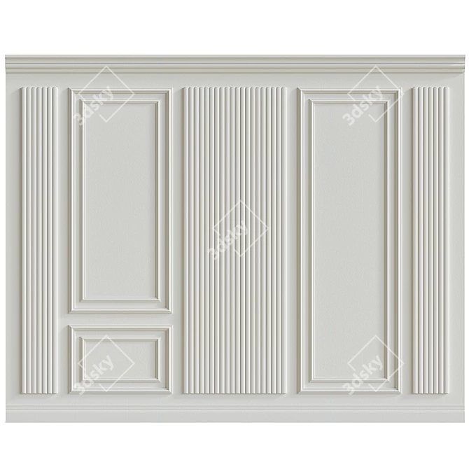 Decorative Stucco with Molding - Set of Two Panels 3D model image 3