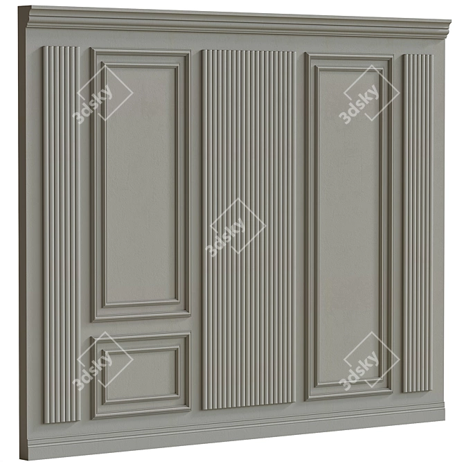 Decorative Stucco with Molding - Set of Two Panels 3D model image 4