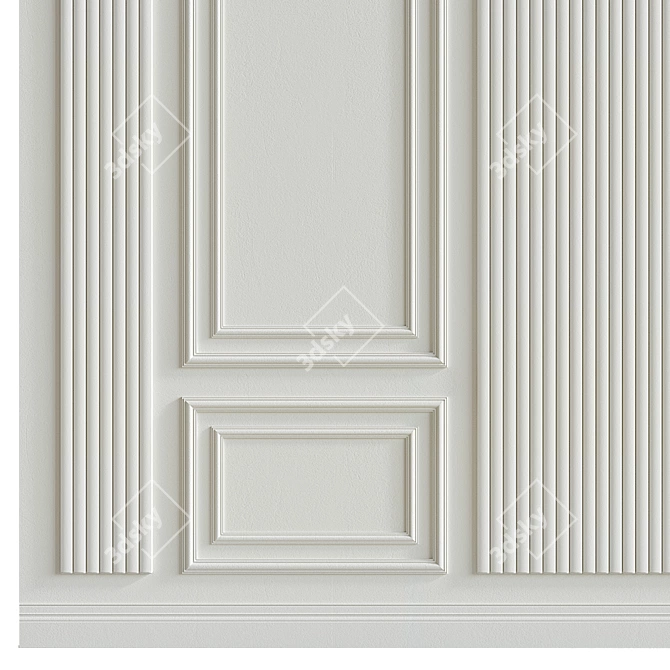 Decorative Stucco with Molding - Set of Two Panels 3D model image 5