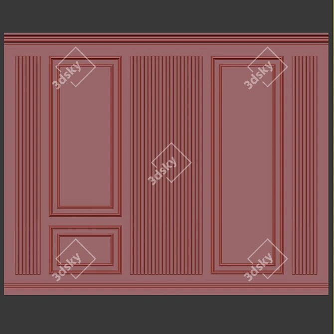 Decorative Stucco with Molding - Set of Two Panels 3D model image 6