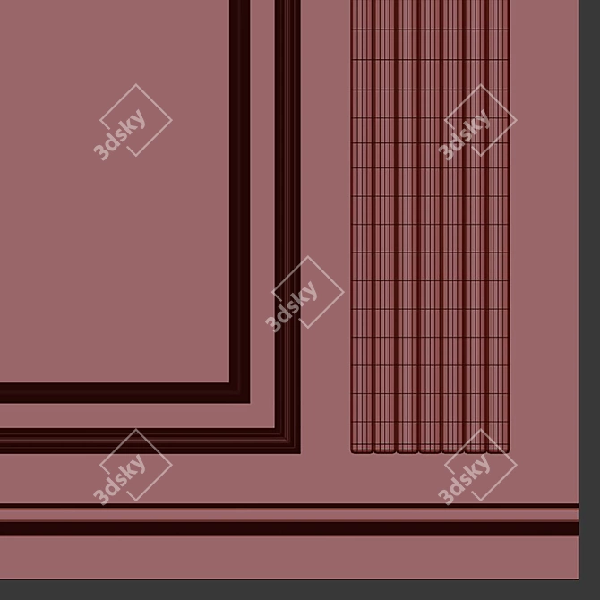 Decorative Stucco with Molding - Set of Two Panels 3D model image 7