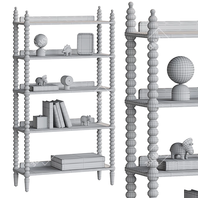 Jenny Lind Wood Spindle Bookcase 3D model image 4