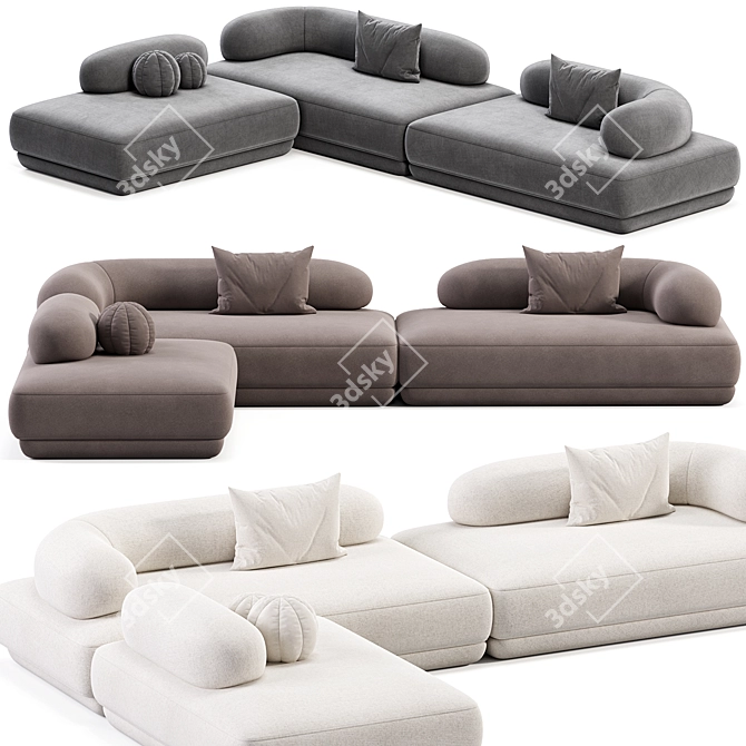 Modern Bumper Sectional Sofa Design 3D model image 2