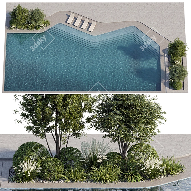 Beautiful Detailed Swimming Pool Model 3D model image 1