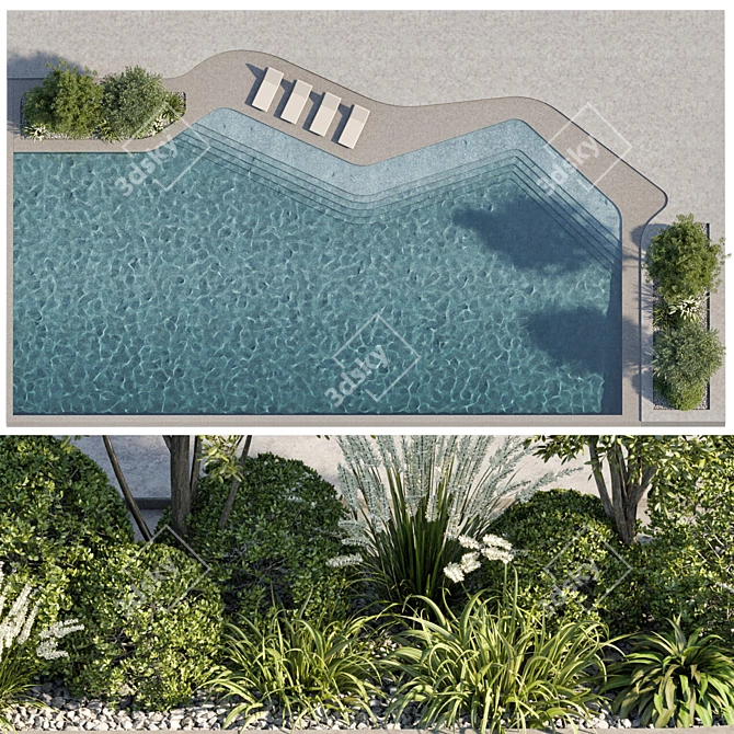 Beautiful Detailed Swimming Pool Model 3D model image 4