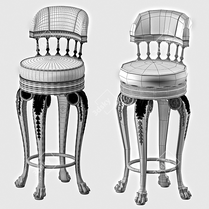 Classic Bar Stool Giovanni 3D model image 3