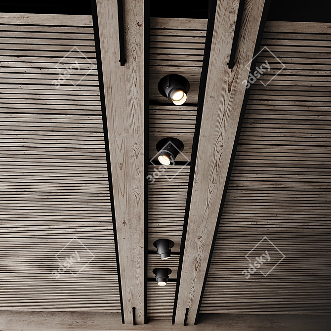 Wooden Ceiling Light Fixture 3D model image 1