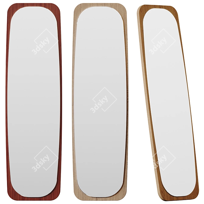  Retro Walnut Wood Floor Mirror 3D model image 1