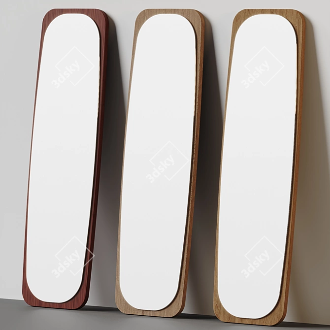  Retro Walnut Wood Floor Mirror 3D model image 4