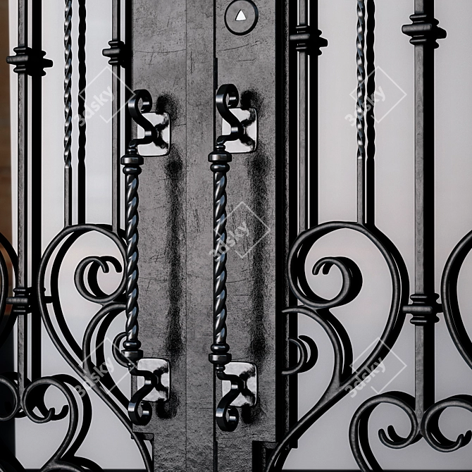 Classic Iron Balustrade Door Kit 3D model image 2