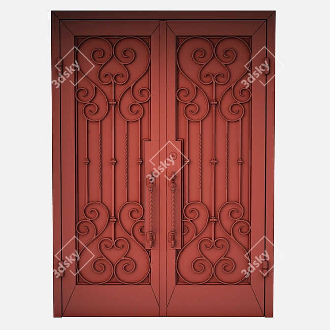 Classic Iron Balustrade Door Kit 3D model image 4