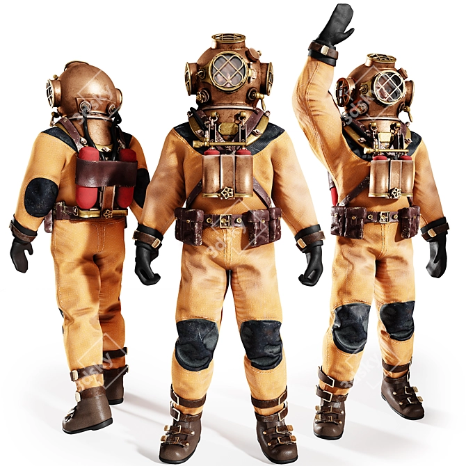 Antique Diver 3D Model Figurine 3D model image 1