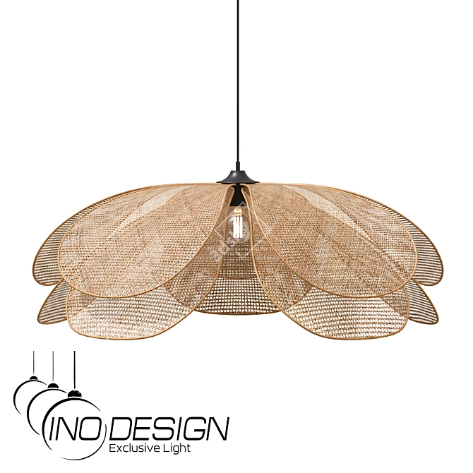 Ethnic Rattan Pendant Light 3D model image 1