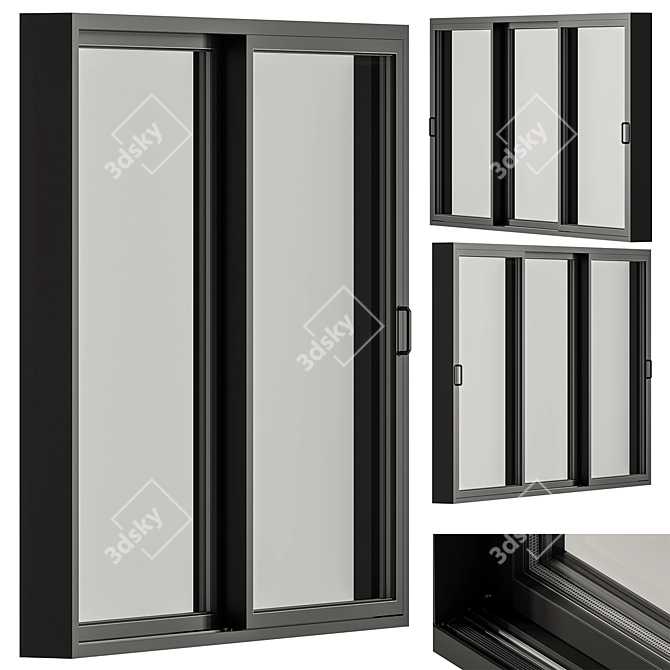 Metal Sliding Windows Set 30 3D model image 1