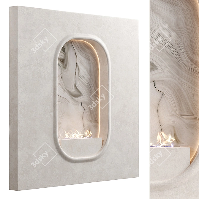 Modern Oval Biofireplace with Marble Accent 3D model image 4