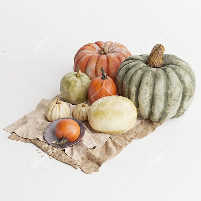 Autumn Glow Pumpkin Set 3D model image 5