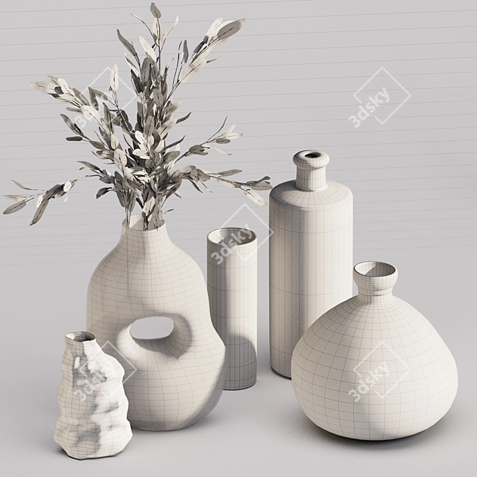 Recycled Glass Vase Decor Set 3D model image 3