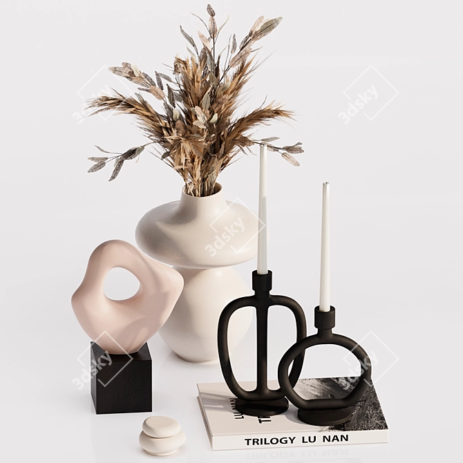 Botanical Beauty Vase Set 3D model image 1