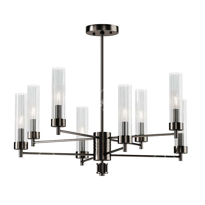 Modern 8-Light Black Chrome Chandelier 3D model image 1