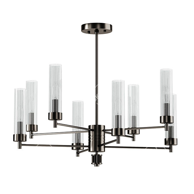 Modern 8-Light Black Chrome Chandelier 3D model image 2