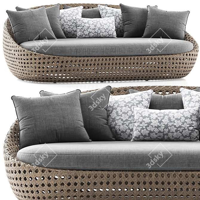 Modern Wicker Daybed Sofa 3D model image 1