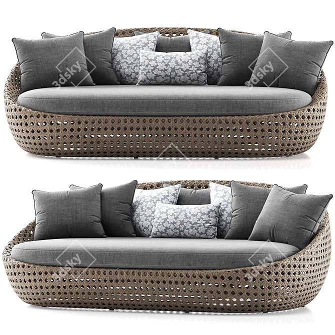 Modern Wicker Daybed Sofa 3D model image 2