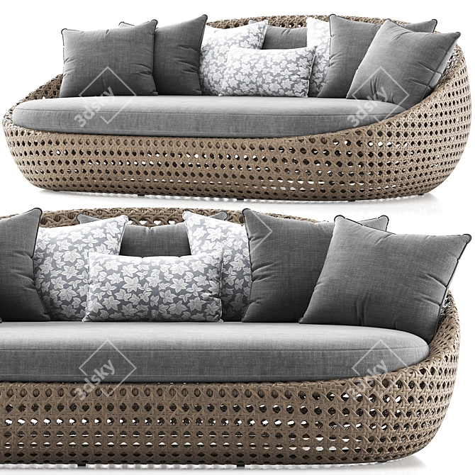 Modern Wicker Daybed Sofa 3D model image 3