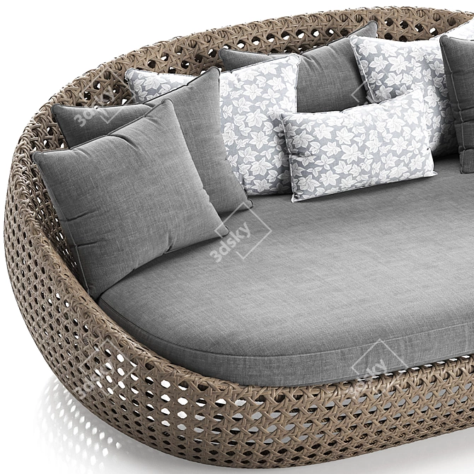 Modern Wicker Daybed Sofa 3D model image 4