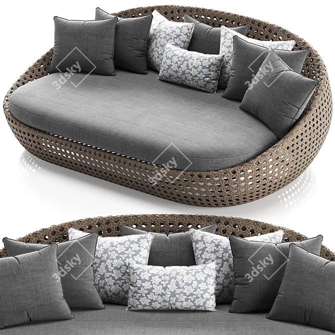 Modern Wicker Daybed Sofa 3D model image 5