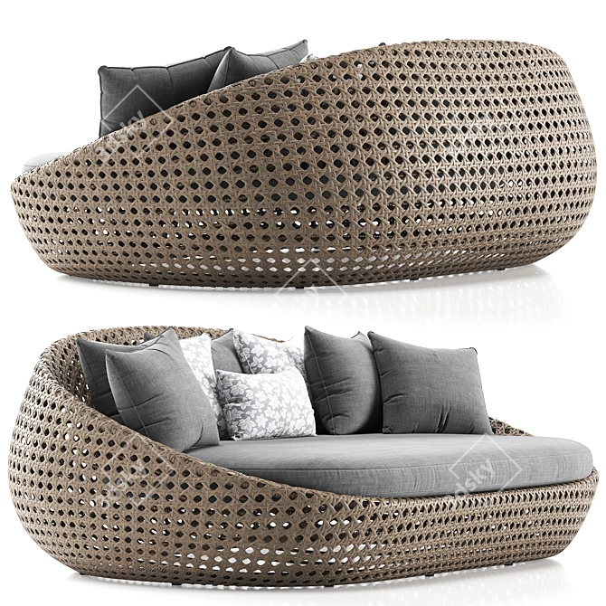 Modern Wicker Daybed Sofa 3D model image 6