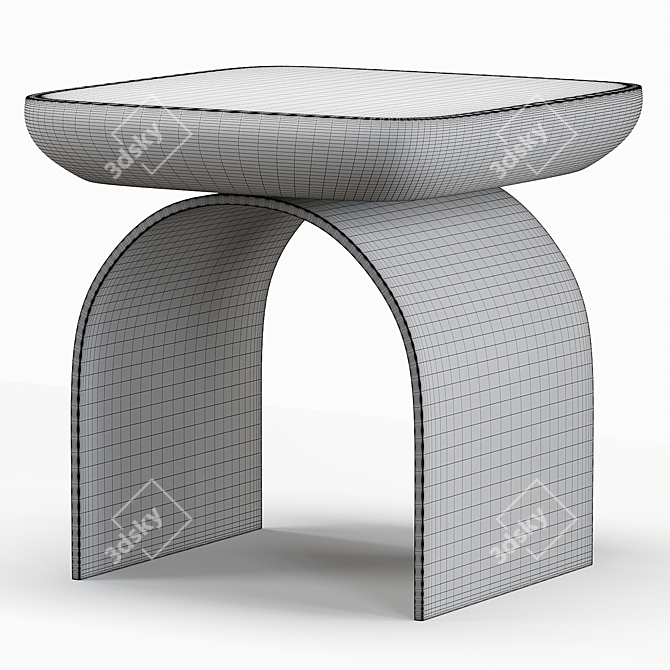 California Modern Side Table in White 3D model image 2