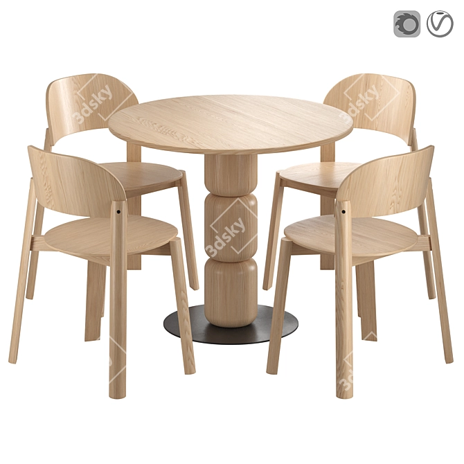 Contemporary Artu Dining Set: Beads+ Eddie 3D model image 1