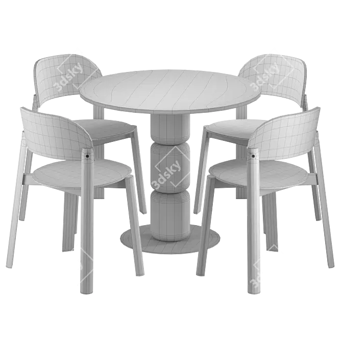 Contemporary Artu Dining Set: Beads+ Eddie 3D model image 3