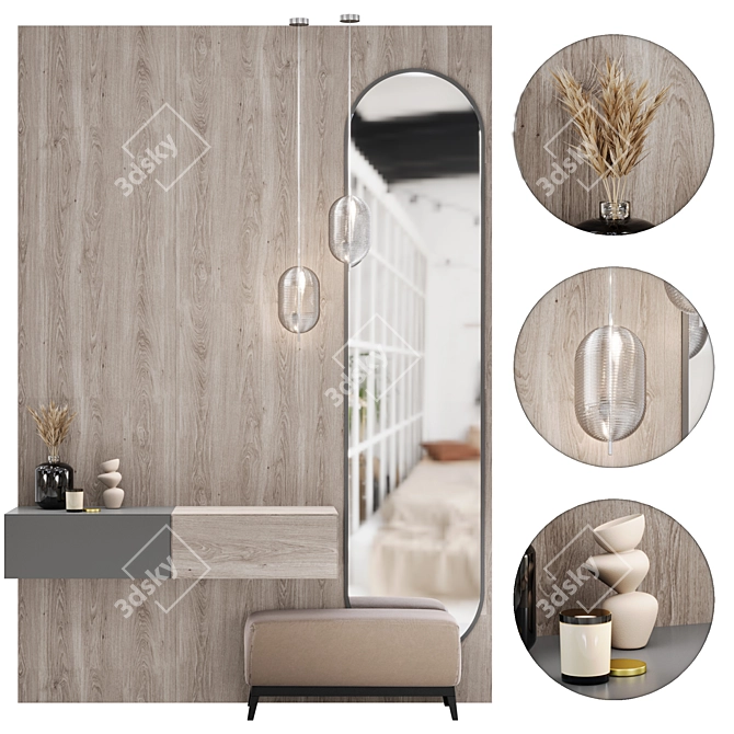 Modern Entryway Set with Decorative Items 3D model image 1