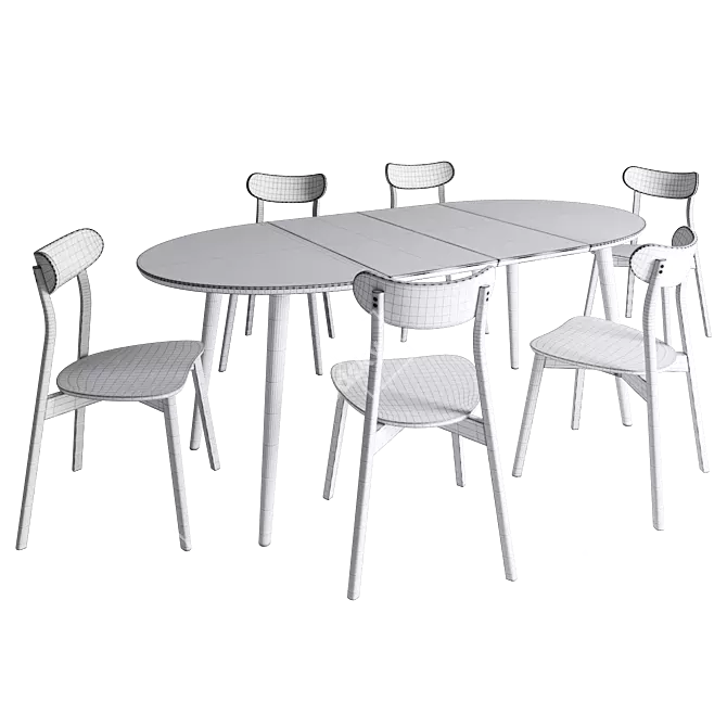 Modern Dining Set with Render 3D model image 4