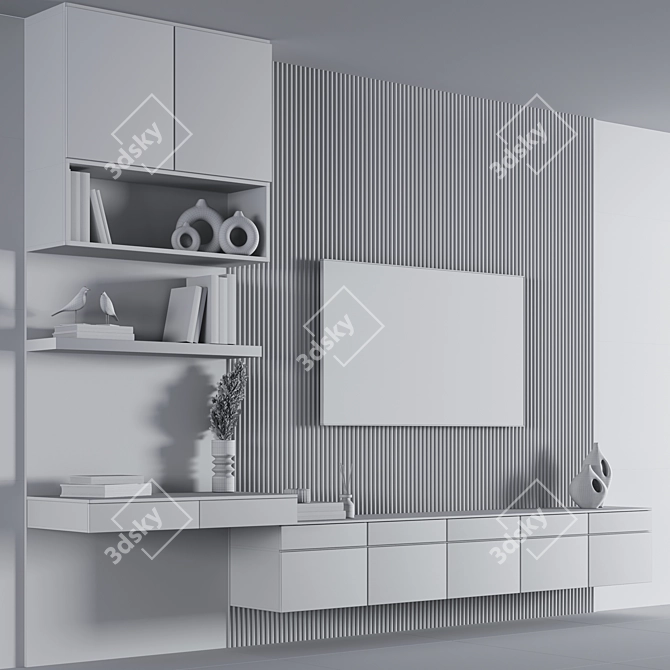 Modern Bedroom Furniture Set TV Table Shelf 3D model image 6