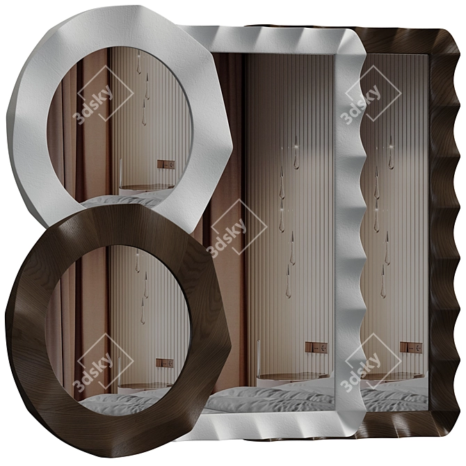 Multimaterial Wall Mirror Décor 3D model image 1